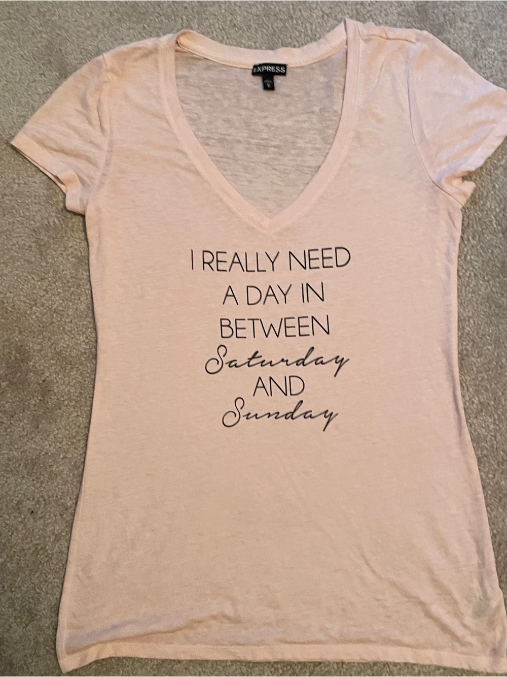 Express Light Pink V-Neck Tee